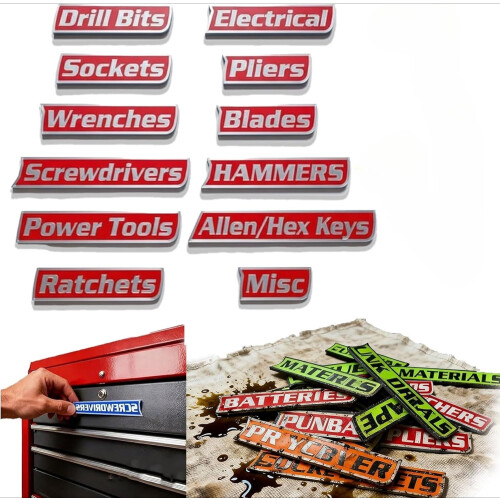 Magnetic Tool Box Labels 3D-Printed 12/24/48-Pack
