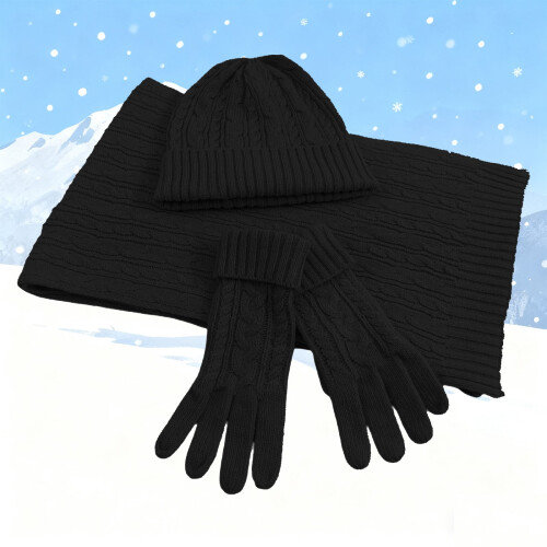 Conjunto de gorro e cachecol de inverno em tricô macio, 2 peças 1