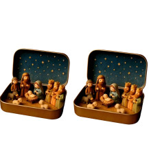 Mini Religious Easter Nativity Set Tin Box 2 Pieces