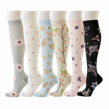 Compression Socks for Women Circulation Knee High 6 Pairs for Nurses, Running, Travel, Athletic，Christmas Day Gifts，S/M Style 1