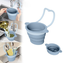 Panier égouttoir pliable en silicone avec poignée