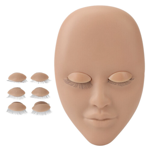 Lash Mannequin Head with 3 Replaceable Eyelids, Light Brown 2