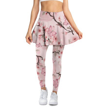 Pfirsichblüten-Schmetterlings-Yoga-Skorts in Rosa mit hohem Bund
