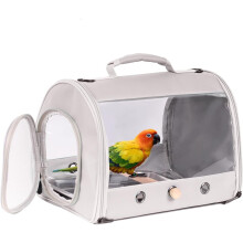 Small Bird Travel Cage Carrier with Perch & Mat – Portable Parrot/Parakeet Carrier for Vet, Shopping, Outdoor – Compatible with Budgies