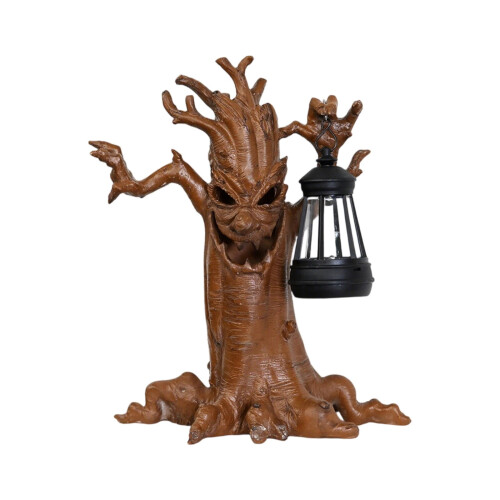 Solar Halloween Tree Lantern with Glowing Faces 1