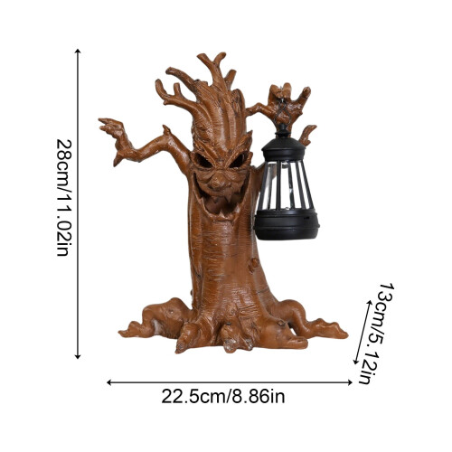 Solar Halloween Tree Lantern with Glowing Faces 2