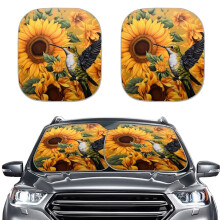 Cute Sunflower Hummingbird Foldable Car Sun Shade for Windshield – UV Blocking, Universal Fit for SUV, Van, Truck, Compatible with All Vehicles