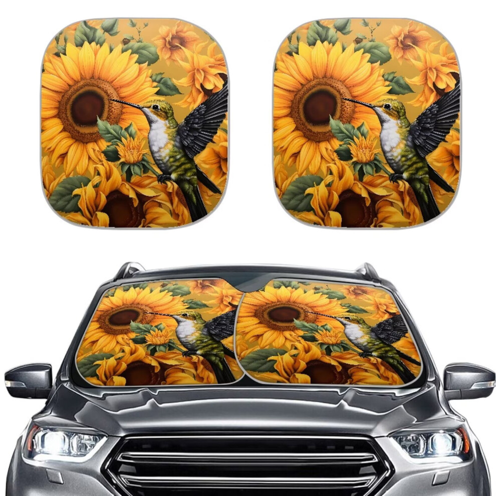 Sunflower Hummingbird Foldable Car Sun Shade Uv Blocking 9087558968649
