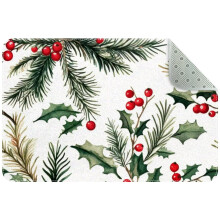 Christmas Fir & Berry Pattern Non-Slip Washable Area Rug – Compatible with Indoor Floors, Kitchen, Bedroom, Living Room