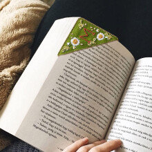 Hand-Embroidered Felt Triangle Bookmark Custom Flower or