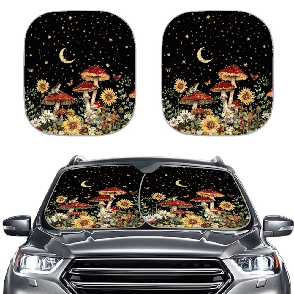 Aesthetic Mushroom 2Pcs Car Sunshades For Windshield Â Easy Install, Front Window Cover, Compatible With Most Cars 9399596239545