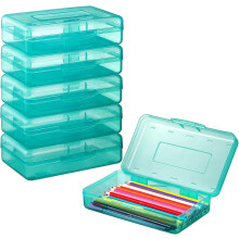 Plastic Pencil Box Clear Pencil Case with Lid Bulk Snap Closure Hard Large Capacity Pencil Box Pen Pencil Holder Storage Organizer Box