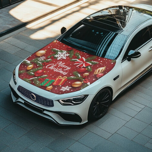 Capa protetora de Natal para capô de carro, elástica e compatível com a maioria dos sedãs e caminhonetes, 39,37 x 59,05 polegadas. 1