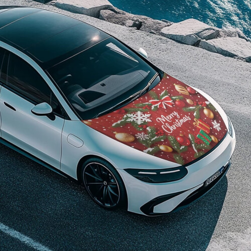 Capa protetora de Natal para capô de carro, elástica e compatível com a maioria dos sedãs e caminhonetes, 39,37 x 59,05 polegadas. 2