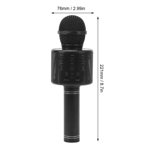 3-in-1 Wireless Karaoke Mic Speaker 800mAh Black 1