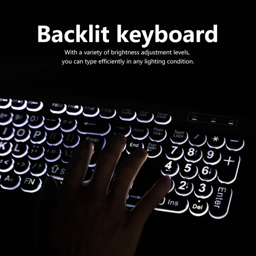 104-Key Wired Backlit Large Print Keyboard USB 2