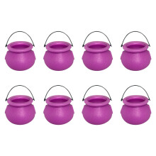 8PCS Halloween Decorations Indoor Mini Halloween Cauldron Cute Plastic Bowl Decor Spooky Vintage Decor for Home Kitchen Room Party TablePurple