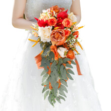 Royal Silk Rose Wedding Bouquet for Bride & Bridesmaids