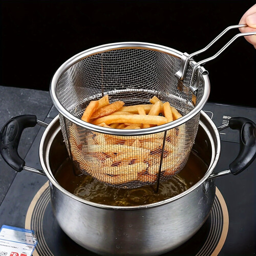 1pc Foldable Frying Strainer Basket – Compatible with All Stovetops 1