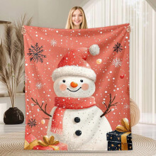 Pink Gingerbread & Tree Flannel Christmas Blanket – Soft All-Season Throw for Sofa, Bed, Car, Office, Camping, Travel – Compatible with Holiday