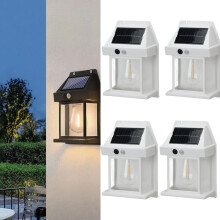 Solar LED Wall Lights for Outside, Auto On/Off, 3 Modes + Motion Sensor, Waterproof, Compatible with Porch/Patio/Fence/Yard/Garage (4PC, White)