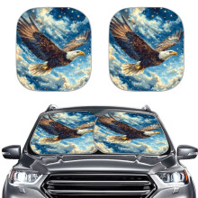Blue Eagle Print Car Sun Shade 2 Pack – Universal Fit, Reflective Heat Protection for SUV, Truck, Sedan – Compatible with All Cars
