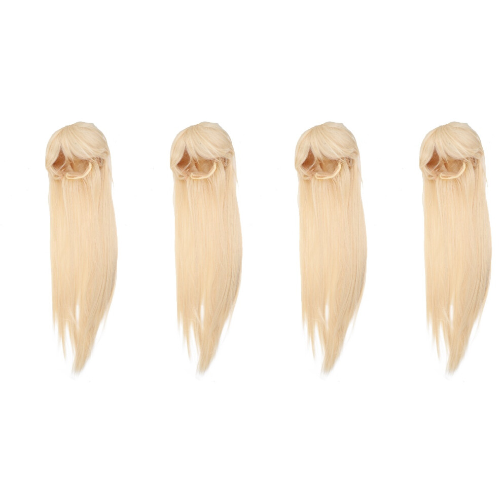 Villcase 4Pcs Long Straight Women Wig With Bangs Skin-Friendly Party Hair