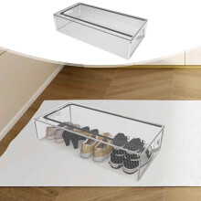 Clear PVC Foldable Shoe Box 40x30x15cm with Ventilation Holes, Stackable & Gray – Compatible with Bedroom/Closet