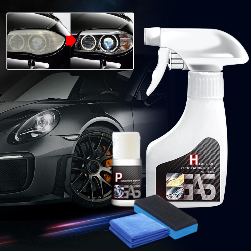 Headlight Restoration Kit With Crystal Coating Â Removal & Lens Refurbishing Cleaner, 180Ml, Compatible With All Headlight Lenses Yellow 9399596240848