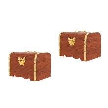 Wooden Piggy Bank Treasure Chest Storage Box 2 pcs