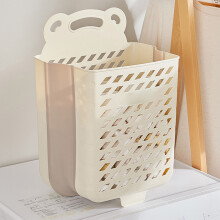 Collapsible Plastic Laundry Basket with Handles, 15x11x7 in, Small Foldable Hanging Hamper for Dirty Clothes