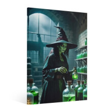 Vintage Halloween Witch Canvas Wall Art Framed