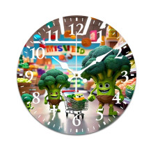 Vegetable Family Retro Mute Wall Clock – Battery Powered, Compatible with Home, Living Room, Kitchen & Office Decor