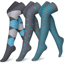 Over the Knee Compression Socks for Women Circulation Knee High 3 Pairs for Nurses, Running, Travel, Athletic，S/M-Style 5