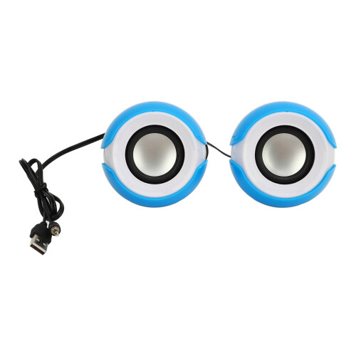 USB Mini Stereo Speakers 2.5W 5V 1A, Plastic, White/Blue 1