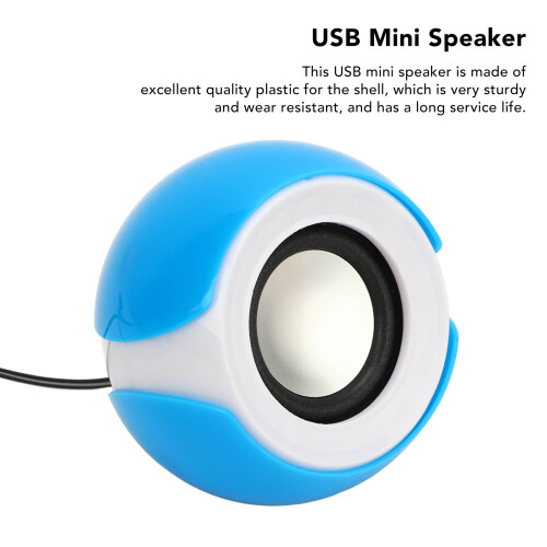 USB Mini Stereo Speakers 2.5W 5V 1A, Plastic, White/Blue 2