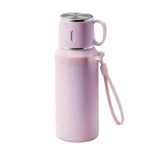 Bouteille isotherme en acier inoxydable avec gobelet Ă couvercle