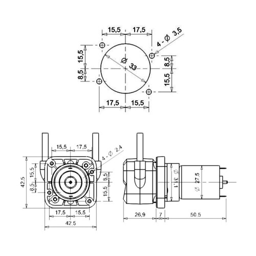 KPHM100 HAB10 Mini Peristaltic Pump 180ml/min 12V 1