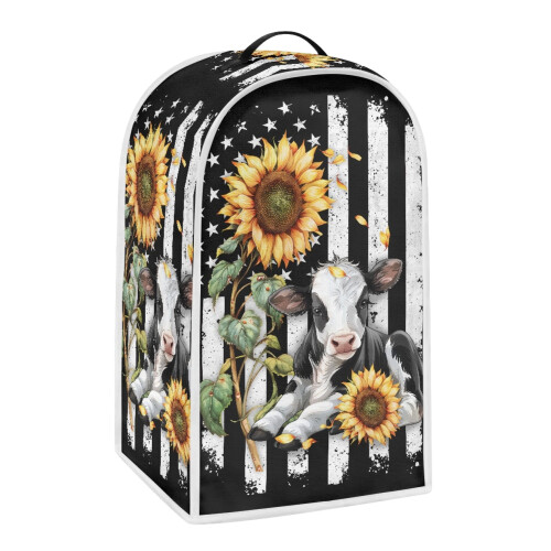 Cow Sunflowers Coffee Machine Dust Cover Polyester 1
