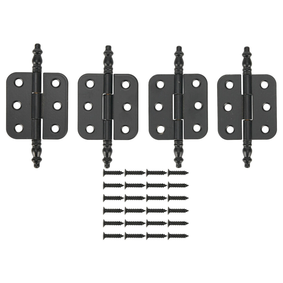 Antique Crown Head Hinges 4 Pcs Wooden Cabinet Hardware 9422877632923