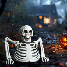 Decorazione di Halloween per esterni, tavolo in plastica bianca, metà
