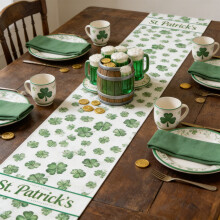 St. Patrick's Day Table Runner Green Clover Design 13x47