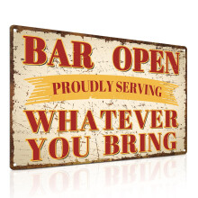 Vintage Open Sign for Business – 12x16" Bar Welcome Sign, Compatible with Pub, Hotel & Shop Walls