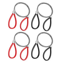 4Pcs Stainless Steel Cable Saw Metal Wire Saw Hand Pocket String Rope Saw Emergency Survival Saw PVC Pipe Cutting Tool Stainless Steel + Rubber