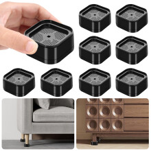 8-Pack Adjustable Heavy-Duty Furniture Risers (1" or 2"), Stackable Bed/Desk/Table/Couch Lifts, Black – Compatible with Standard Legs