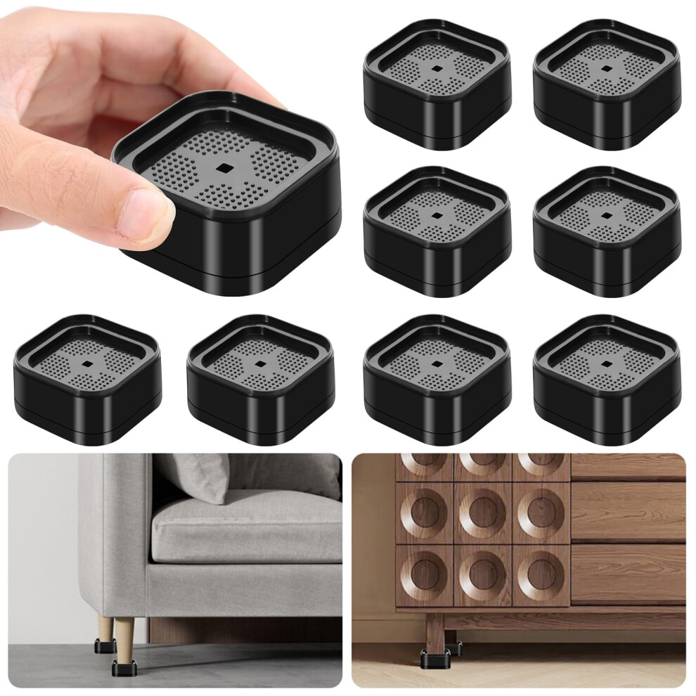 8-Pack Adjustable Heavy-Duty Furniture Risers (1" Or 2"), Stackable Bed/Desk/Table/Couch Lifts, Black Â Compatible With Standard Legs 9558830195379