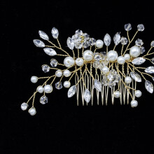 Elegant Golden Bridal Hair Comb Wedding Headpiece for Updo and Half Hairstyles