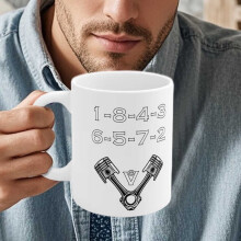 Car Engine Design Coffee Mug, 11 oz – Auto Mechanic Gift for Men, Dad, Husband; Birthday, Christmas, Father's Day. Compatible with standard mugs.