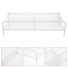White Dual Layer Monitor Stand for Desk with Storage Compartments for Home Use