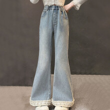 Girls' Stretchy High-Waisted Flared Jeans – Comfortable Wide-Leg Denim Pants for Kids & Teens (Ages 5-15)